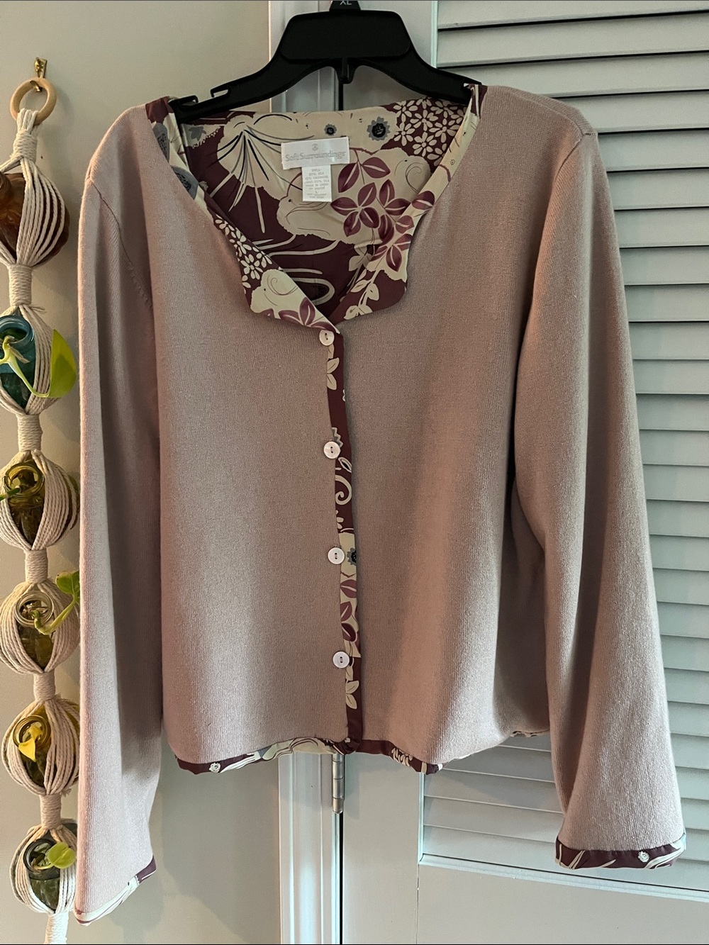 Soft Surroundings Floral Silk Cashmere Cardigan Size Large